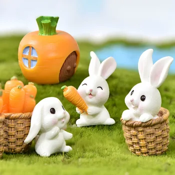 4pcs White Rabbit Veľkonočné Figúrka Micro Krajiny Diy Domova Miniatúrne Záhrada Plavidlá, veľkonočné dekorácie pre bytové Doplnky