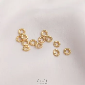 14K á zlata plné Twist uzavretom kruhu príslušenstvo 4.5 mm manuálne prepojenie krúžok DIY náramok hlavu šperky perličiek krúžok