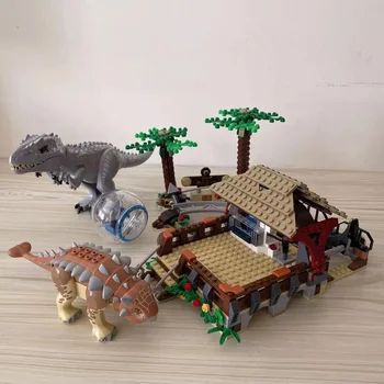 2022 Nové Jurský Sveta Dinosaurov Tyrannosaurus Rex vs Ankylosaurus stavebným Tehly Hračka pre Deti Vianočné Darčeky 11580