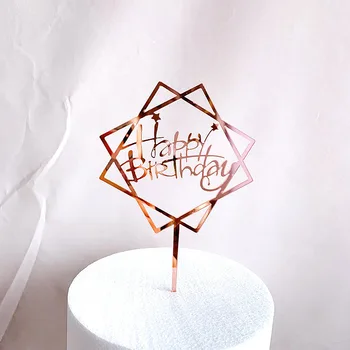 5 ks/Veľa Zrkadlo Akryl Kolo Star Transparentné Happy Birthday Cake Vňaťou Pre Deti Dámske Narodeninovej Party Cake Decor Baby Sprcha
