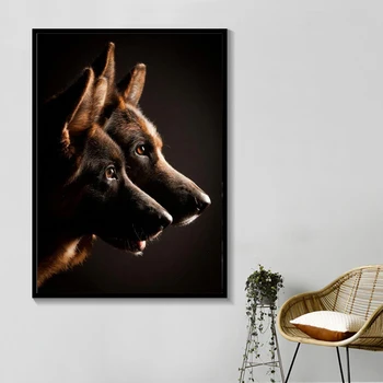 Čierna a Biela nemecký Ovčiak Zvierat Plátno Maľovaní Plagátov Vytlačí Moderné Nástenné Art Obrázky Nemecko Jemné Domov Izba Dekor