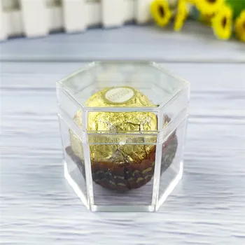 24pcs Geometrické Hexagon priehľadný Plastový Box Mini Šperky Storege Box Svadobné Dekorácie, Darčeky Udalosť & Party Dodávky