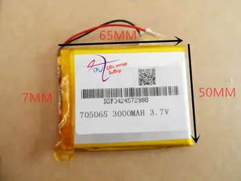 3,7 V polymer lithium batéria 705065 3000MAH mobile napájania počítača Tablet PC, GPS navigácie