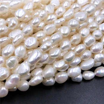 10-11 mm AAA Prírodné Sladkovodné Perly Korálky Biele Perly Baroková Perla Veľké Diery Perly, Korálky Pre Šperky, Takže Náhrdelník 14 palce