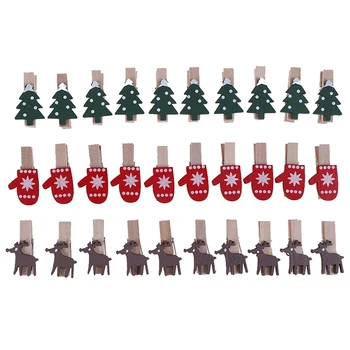 10Pcs/set Vianočných Elk,vianočný Stromček ,rukavice Dreva Klipy Mini Drevené Foto Papier Kolík Kolík