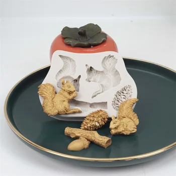 Veverička Modelovanie Silikónové Formy Kuchyňa DIY Tortu Pečenie Dekorácie Fudge Cookie Nástroje Čokoláda Formy Lesných Zvierat Série Plesne