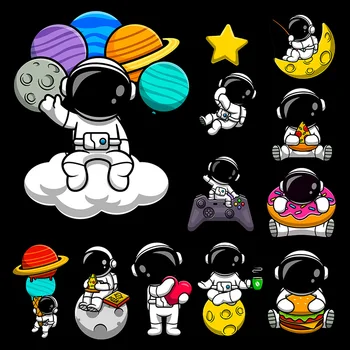 Priestor Astronaut Patch Železa-prevodom Na Oblečenie Mesiac Škvrny UFO Nálepky Cartoon Škvrny Na Oblečení Nášivka Pruhy Dekor