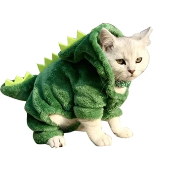 Pet Mačka Oblečenie Zábavné Dinosaura Kostým Zime Teplé Plyšové Mačka Kabát Fleece Malý Pes Mačiatko Oblečenie, Oblečenie Pre Mačky