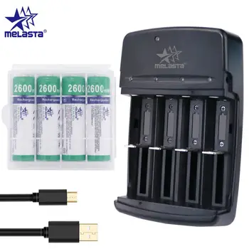 Melasta NIZN AA 1.65 V 2600mWh Nabíjateľná Batéria s 4 sloty LED USB nabíjačka Ni-Zn nabíjateľné batérie pre hračky, MP3, fotoaparát