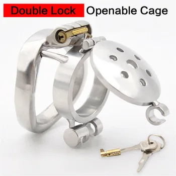 Super Malý Double Lock Flip Openable Kohút Klietky, Z Nehrdzavejúcej Ocele Muž Mravnosť Zariadenie, Penis Krúžok Zámok, Mravnosť Pás, Sexuálne Hračky