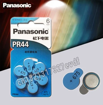 6PCS/VEĽA PR44 sluchadla batérií Panasonic 675 A675 Nepočujúcich-pomoc Audiphone Kochleárne Tlačidlo Bunky Batérie 11.6 mm* * * * 5.4 mm