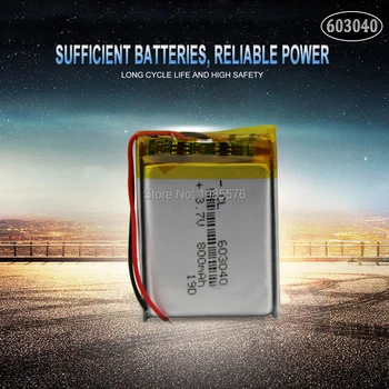3,7 v 800mah batérie 603040 lítium-ion, li-pol batéria Pre PAD DVD E-kniha bluetooth headset Nabíjateľnú batériu, akumulátor