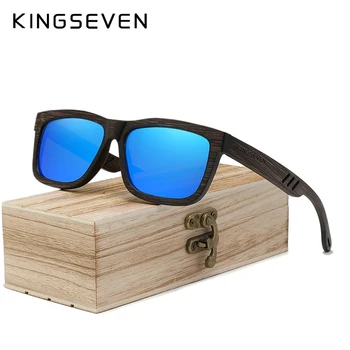 KINGSEVEN Nový Dizajn Značky Ručne vyrábané Prírodné Drevené, Bambusové Luxusné slnečné Okuliare slnečné Okuliare Polarizované Drevené Oculos de sol masculino