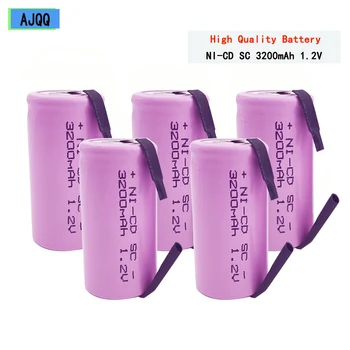 Nový SC 1.2 V 3200mAh Nabíjateľná Batéria SC Sub C Ni-cd Bunky s Zváranie Karty pre Elektrickú Vŕtačku Skrutkovač