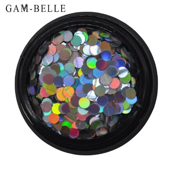 GAM-BELLE 50g Holografické Kolo Nechtov Flitrami Black Silver Laser na Nechty, Glitter Vločky Sequin 3D Nail Art Decoration Manikúra Nástroj