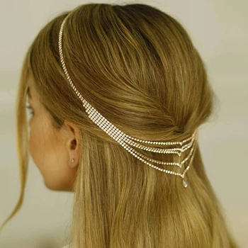 Stonefans Drahokamu Svadobné Headpiece pre Ženy, Multi-layer Vlasy Reťazca Krištáľové Šperky, Módne Kvapôčky Vody Vlasy Príslušenstvo