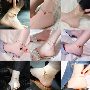 MEYRROYU Nehrdzavejúcej Ocele Zlatá Farba Reťazca Ponožky Pre Ženy Geometrické Ponožky 2021 Trend Darček Strany Módne Šperky De Cheville