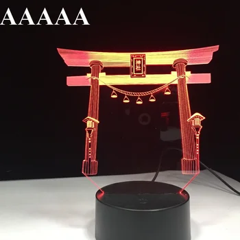 Japonsko Japonské Svätyne Jinja USB 3D led nočné svetlo Multicolor RGB Festival Darček dekoratívne osvetlenie, Stolná lampa Spálňa Kvapka loď