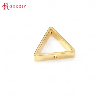 (34670)10PCS 13MM 24K Gold Farbe Mosadze Tvaru Trojuholníka Kruhu Pripojiť Charms Prívesky Vysoko Kvalitné Šperky Zistenia Príslušenstvo