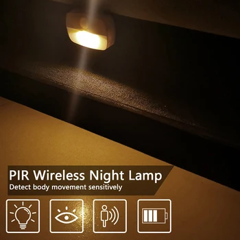 Bezdrôtový PIR LED Nočné Osvetlenie, Snímač Pohybu Mini Nočné Lampy, Nočné Predsieň, Šatník, Schodisko, Spálňa, Kuchyňa, Kabinet, Wc Lampa