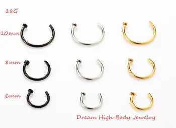 Lekárske Titán Nos Hoop Nos, Prstene, Piercing Šperky, Oceľové Čierne Zlato Farby Dúhy 20 G 18 G 100ks Veľkoobchod Telo Šperky