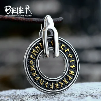 Beier 316L Nerezovej Ocele Nordic Amulet Náhrdelník Kolo Prívesok Viking Rune Pirát Mužov Prívesok Vysoko Kvalitné Šperky LLBP8-105P