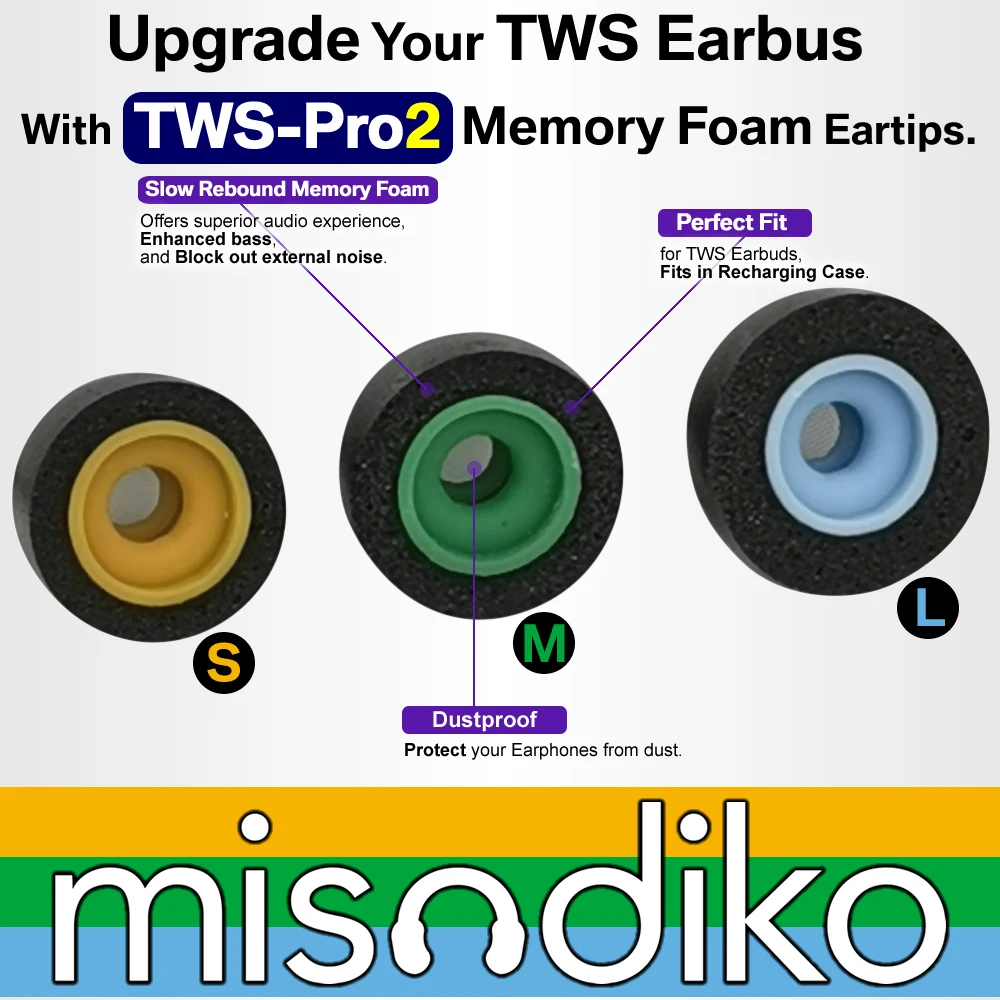 Obrázok /content/Misodiko-tws-pro2-pamäťovej-peny-eartips-náhrada-3-502306.jpeg